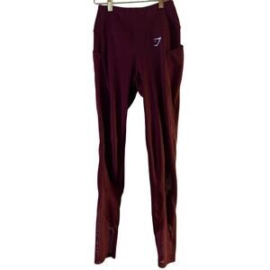 GYMSHARK Women’s Maroon Athletic Moisture Management Leggings / Size: XS